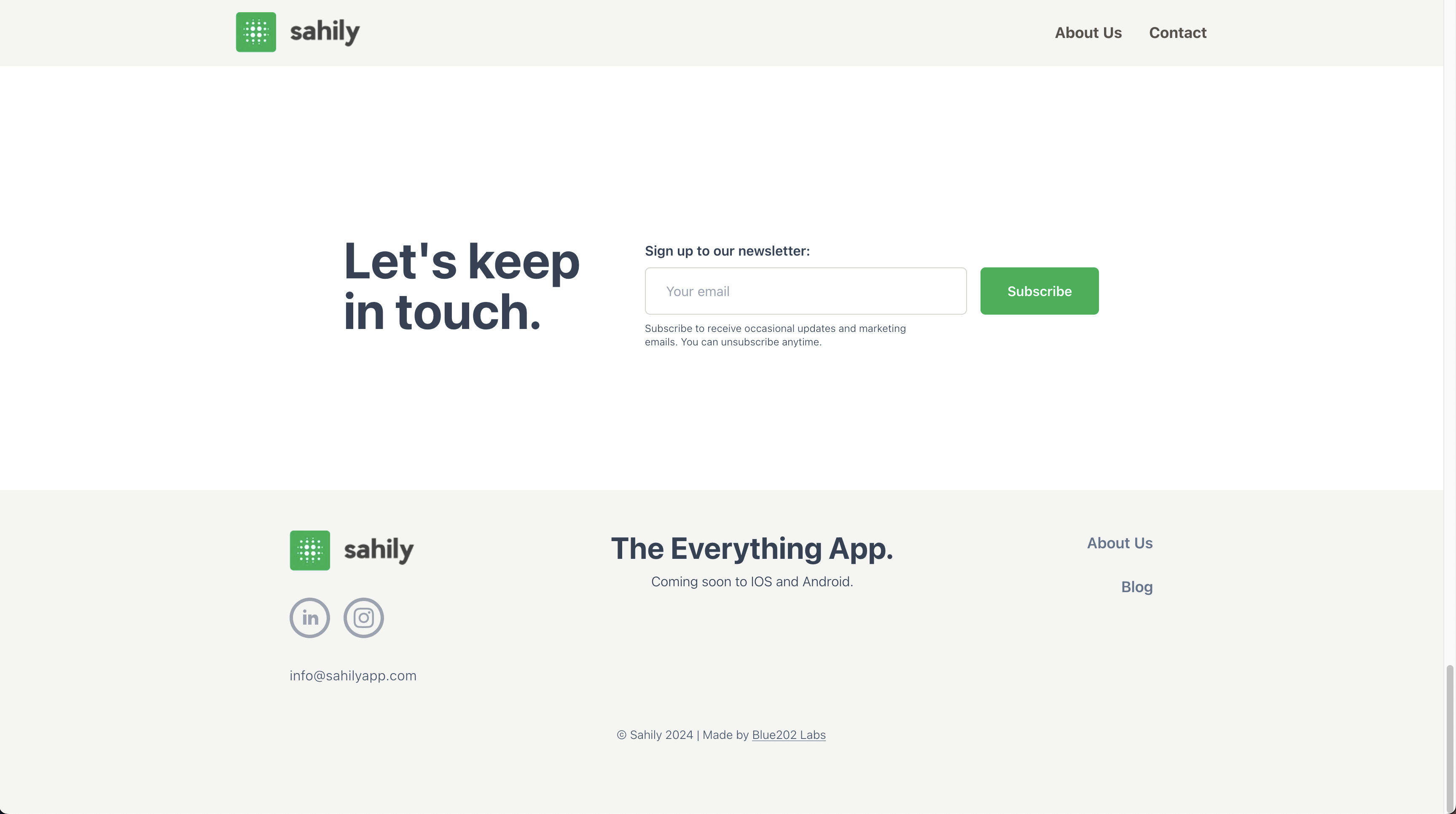 Sahily — Newsletter section