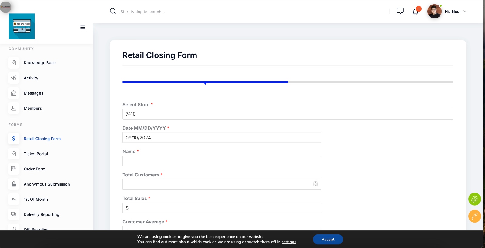 UPS — Retail Closing Form